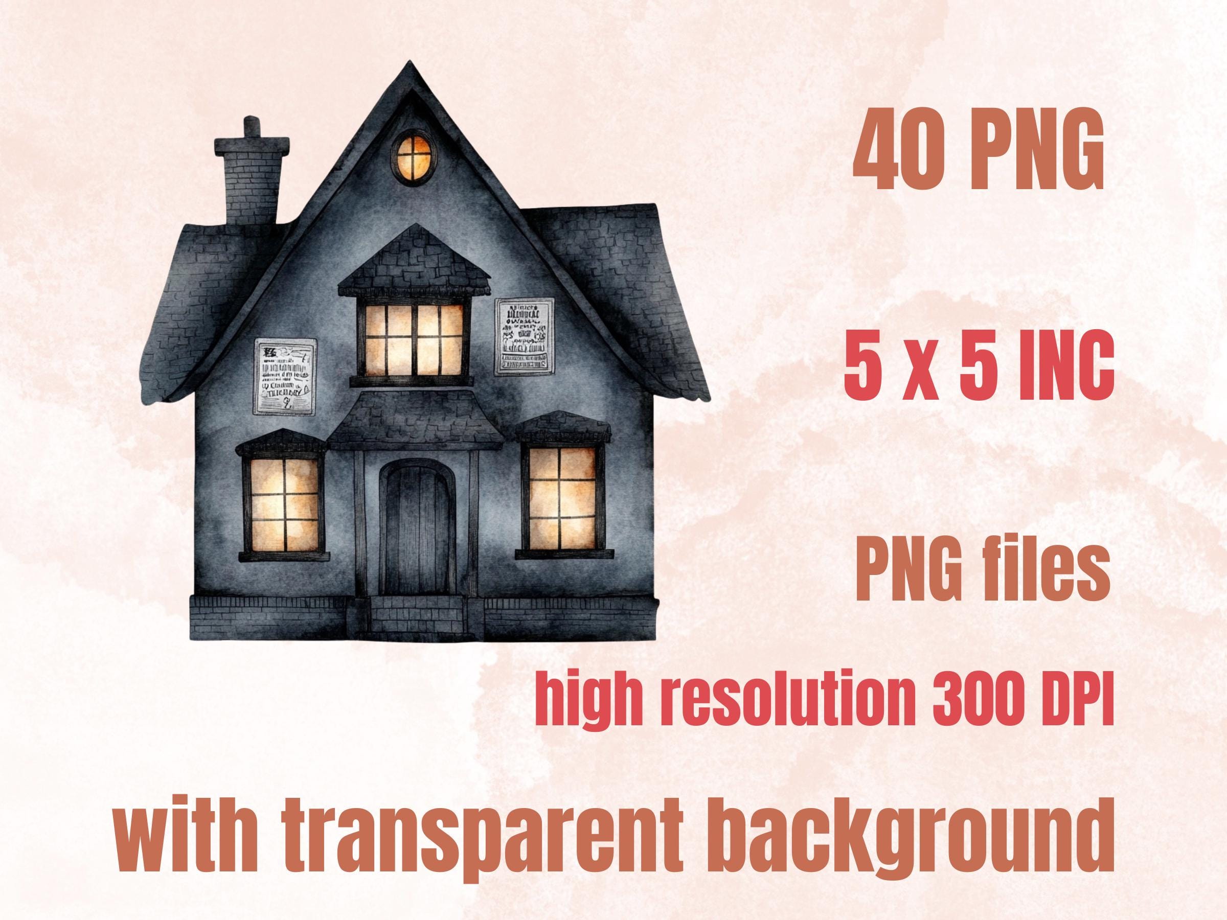 Grunge Houses Clipart | 40 Urban Distressed House PNG | Quirky Home Digital Download