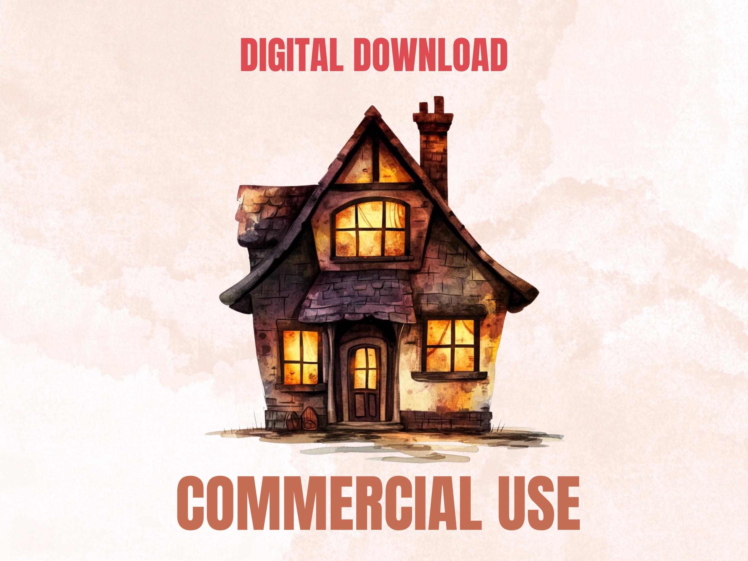 Grunge Houses Clipart | 40 Urban Distressed House PNG | Quirky Home Digital Download
