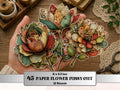Whimsical Paper Flowers Fussy Cut Bundle, 45 Floral Cutouts, Botanical Ephemera Junk Journal Scrapbook Sheets