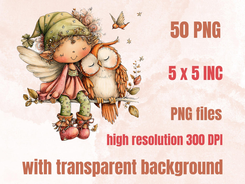 Magical Fairy Clipart Bundle | 50 Whimsical Quirky Fairy PNG | Enchanted Fantasy Download
