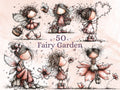 Fairy Garden Clipart Bundle | 50 Whimsical Quirky Gardening PNG | Enchanted Garden Download