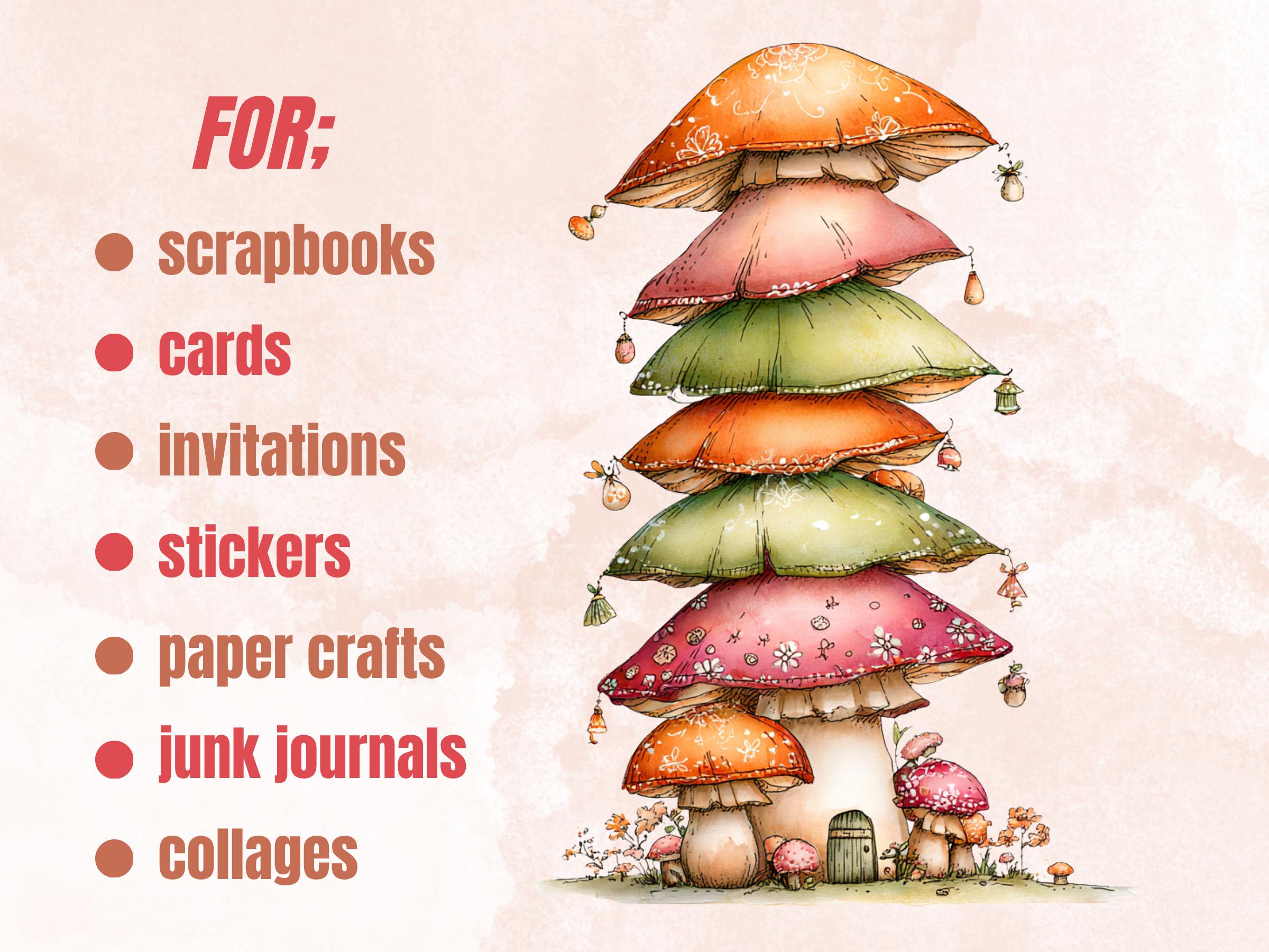 Magical Mushrooms Clipart Bundle | 77 Whimsical Mushroom PNG | Cottagecore Fantasy Download