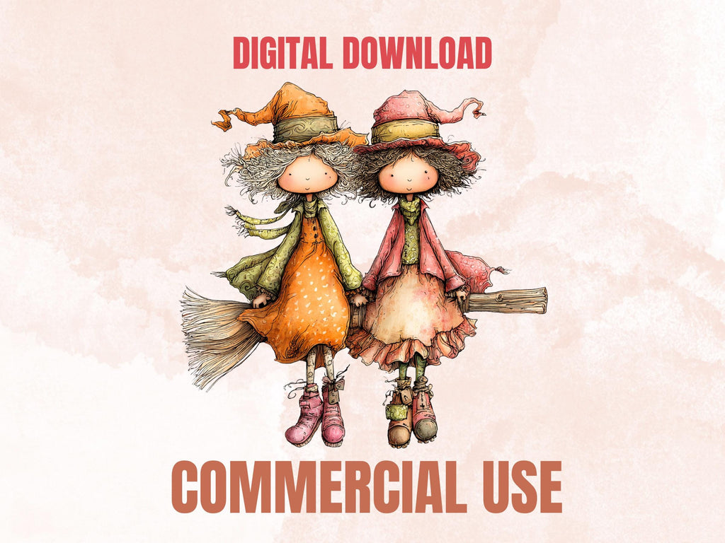 Witch Clipart Bundle | 46 Whimsical Magical Witchy PNG | Fantasy Witch Digital Download