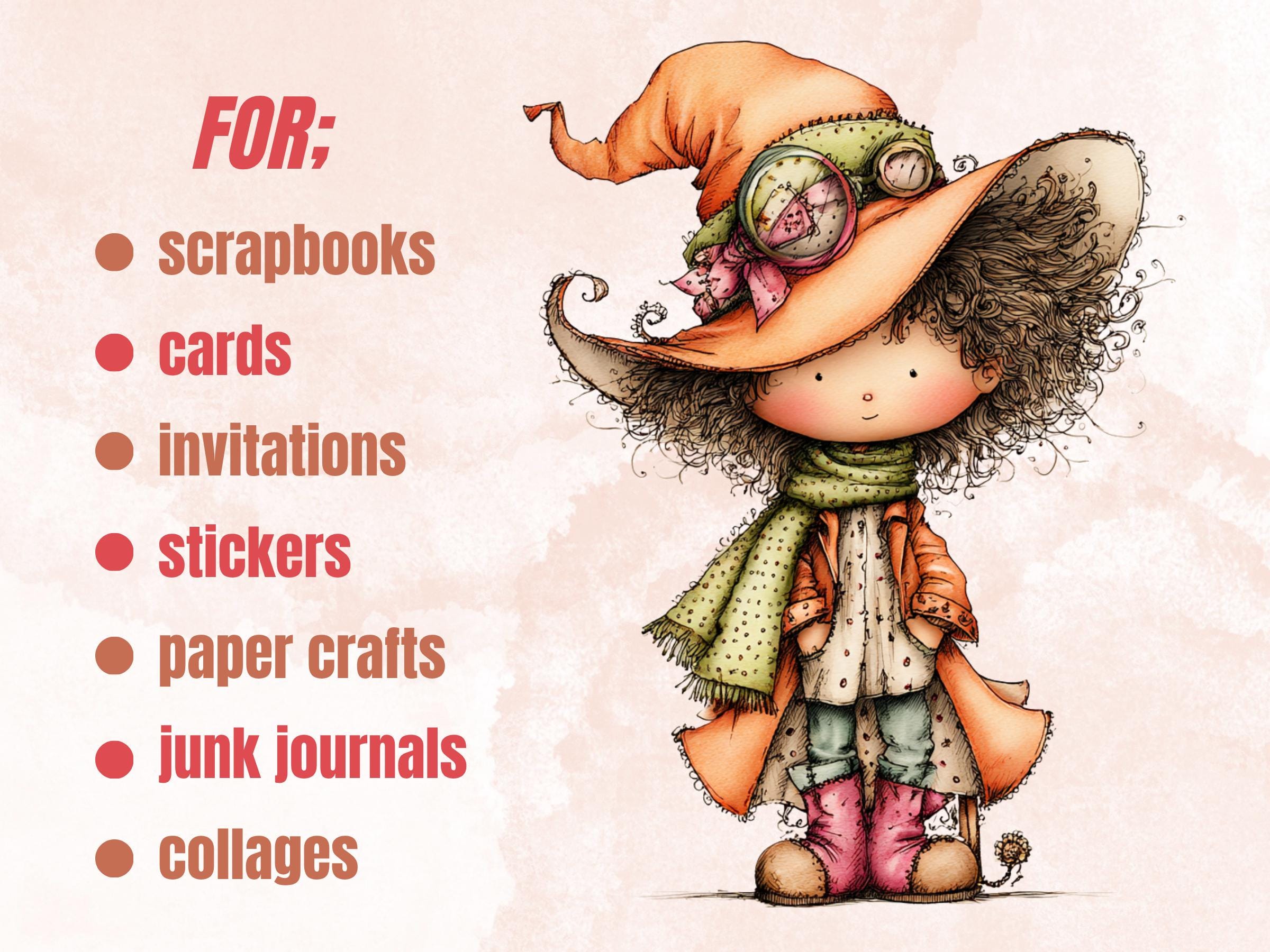Witch Clipart Bundle | 46 Whimsical Magical Witchy PNG | Fantasy Witch Digital Download