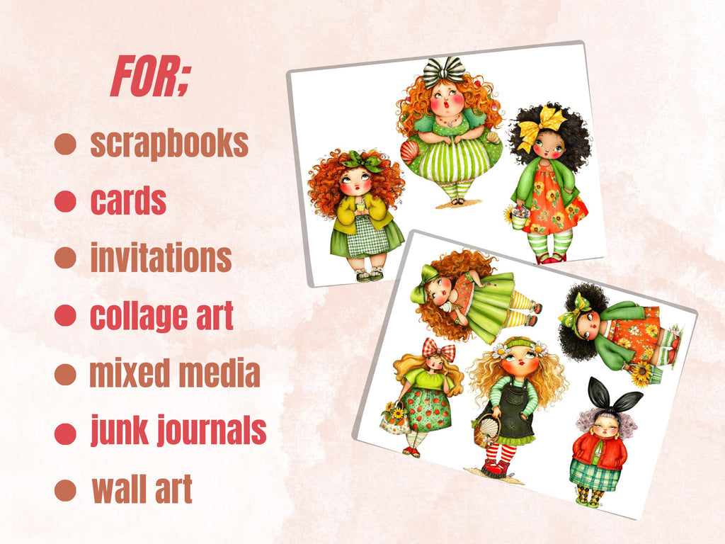 Curvy Summer Girls Fussy Cut Printable, 35 Quirky Beach Girl Cutouts, Summer Ephemera Junk Journal Scrapbook Sheets