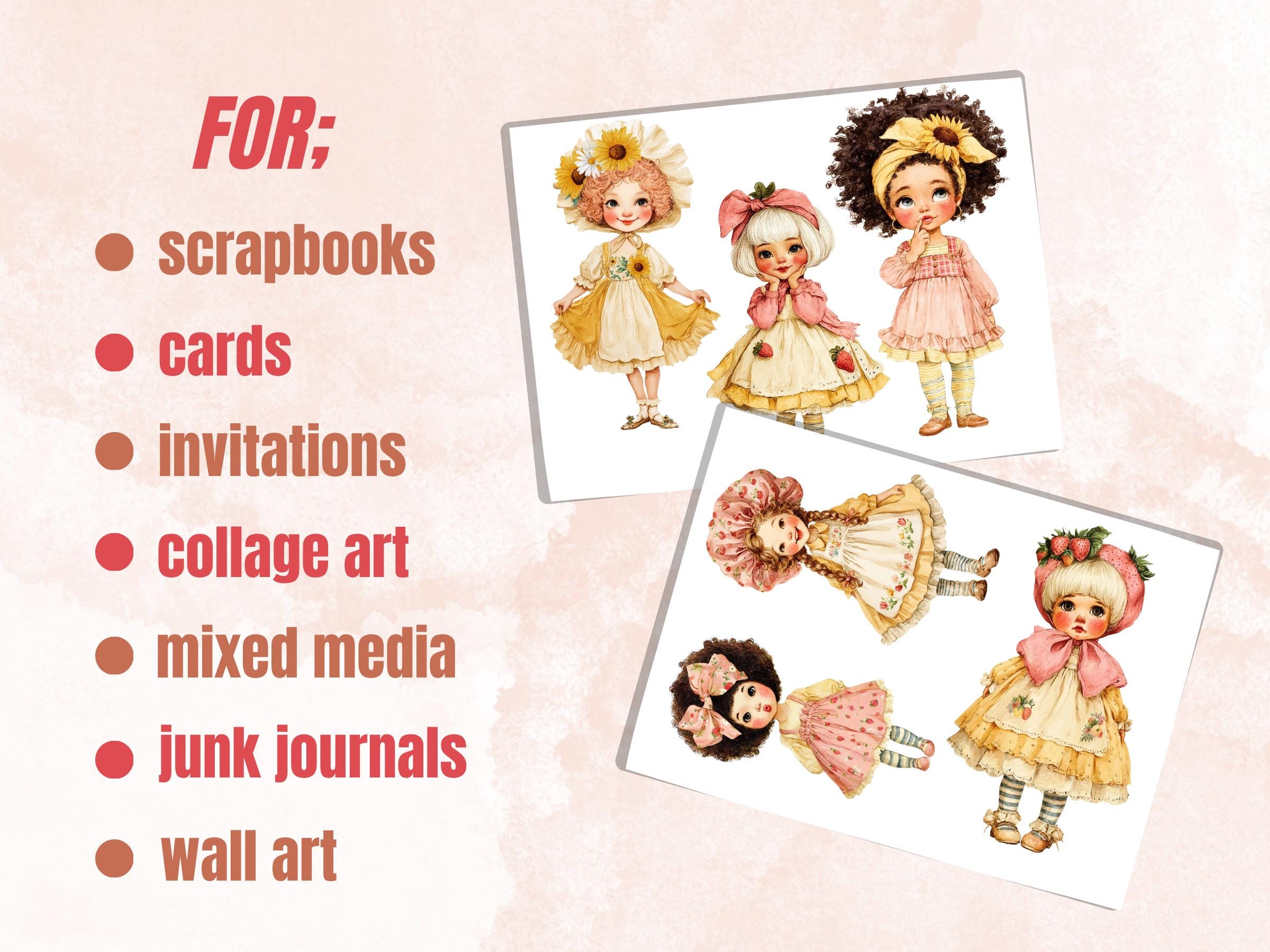 Cottage Girls Fussy Cut Printable, 35 Whimsical Cottagecore Girl Cutouts, Cozy Ephemera Junk Journal Scrapbook Sheets