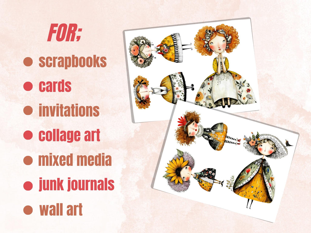 Baroque Woman Fussy Cut Printable, 35 Quirky Vintage Girl Cutouts, Rococo Ephemera Junk Journal Scrapbook Sheets