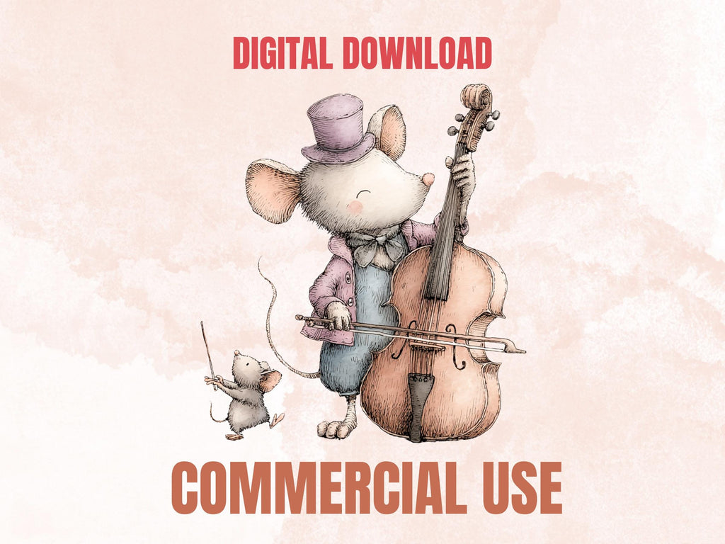 Whimsy Music Clipart Bundle | 50 Whimsical Quirky Music PNG | Musician Animals Digital Download