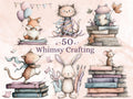 Whimsy Crafting Clipart Bundle | 50 Whimsical Quirky Crafting PNG | Craft Lover Digital Download