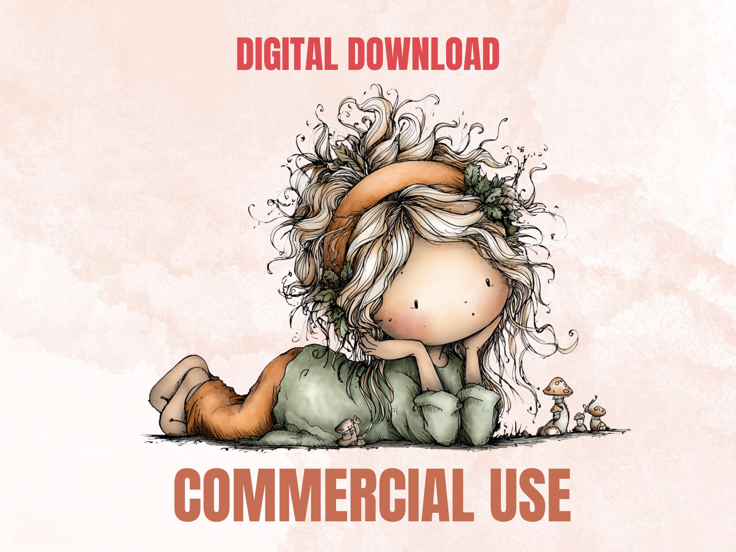Whimsy Forest Girl Clipart Bundle | 70 Whimsical Quirky Woodland PNG | Feral Girl Digital Download