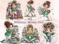 Whimsy Messy Girl Clipart Bundle | 45 Whimsical Quirky Woman PNG | Funny Girl Digital Download