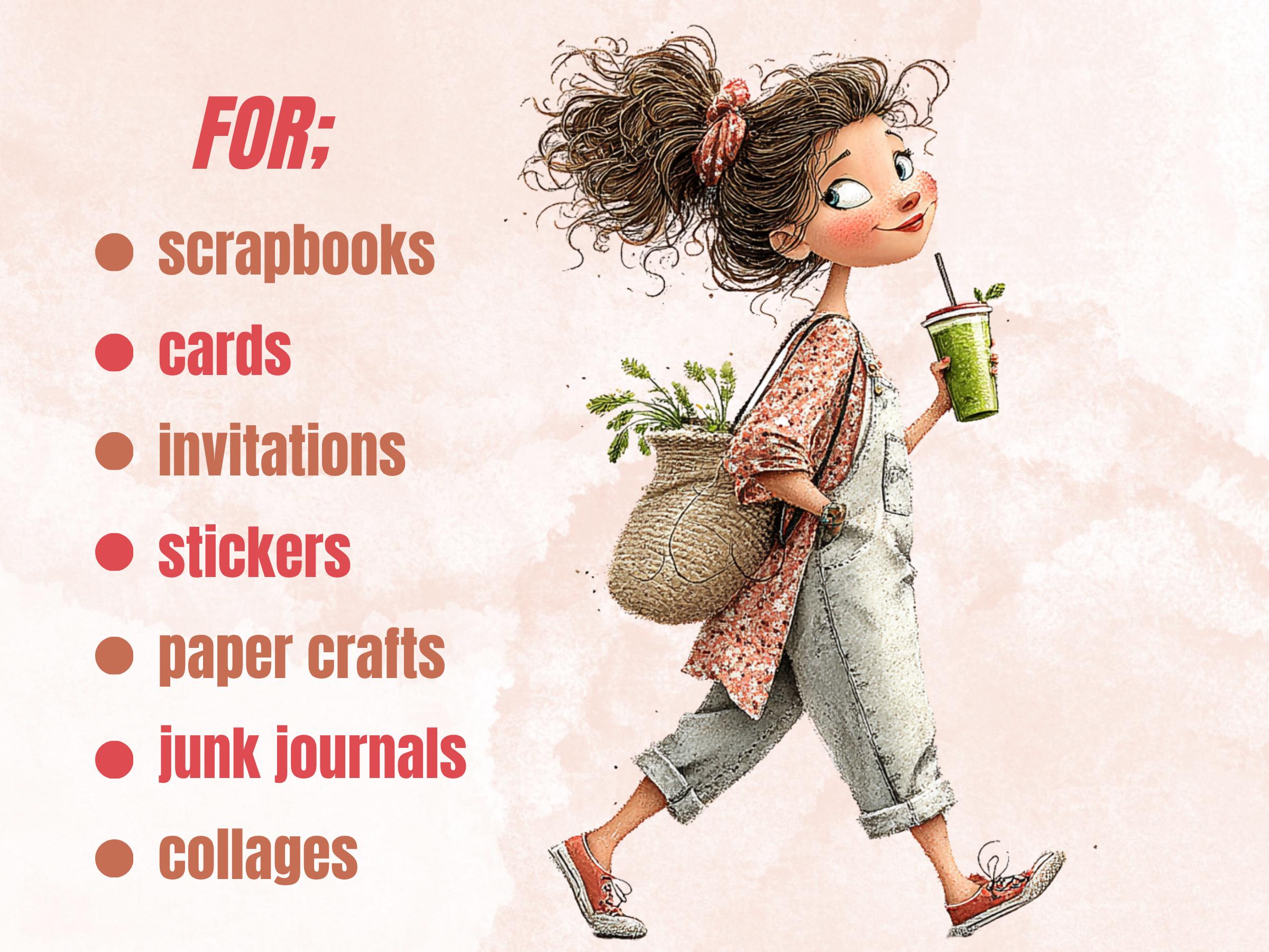 That Girl Clipart Bundle | 62 Whimsical Quirky It Girl PNG | Wellness Pinterest Digital Download