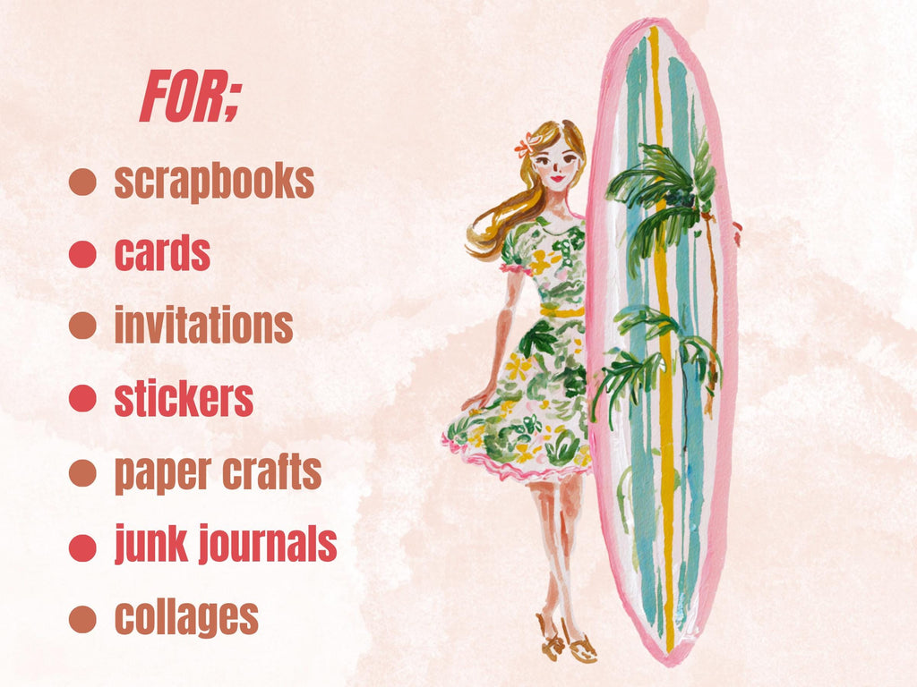 Whimsy Summer Bundle Clipart | 108 Whimsical Quirky Tropical PNG | Summer Beach Digital Download