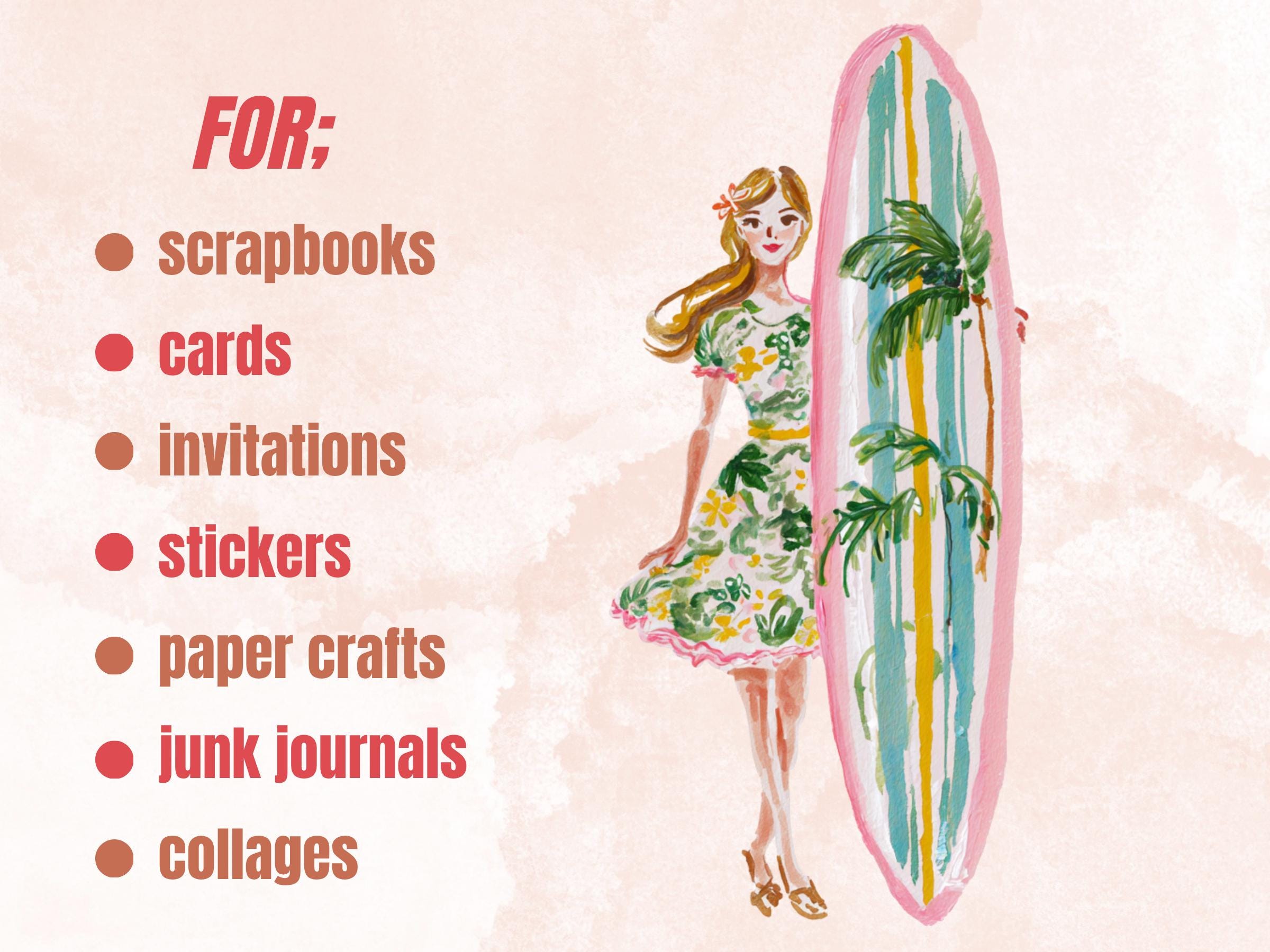 Whimsy Summer Bundle Clipart | 108 Whimsical Quirky Tropical PNG | Summer Beach Digital Download