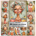 Whimsy Grandmas Digital Paper Pack | Quirky Funny Old Lady Junk Journal Scrapbook Printable, 32 Sheets Letter Size Instant Download
