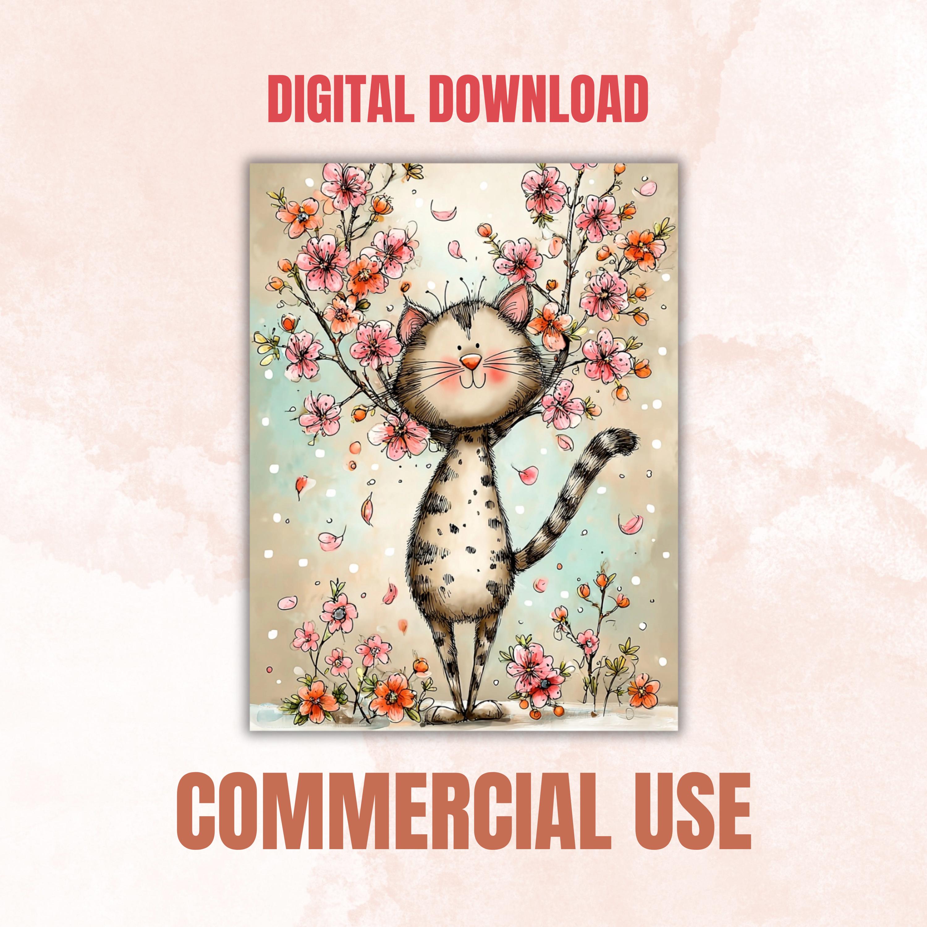 Whimsical Floral Cuties Digital Paper Pack | Quirky Animals Flowers Junk Journal Scrapbook Printable, 32 Sheets Letter Size Instant Download