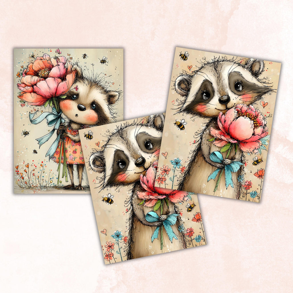Whimsical Floral Cuties Digital Paper Pack | Quirky Animals Flowers Junk Journal Scrapbook Printable, 32 Sheets Letter Size Instant Download