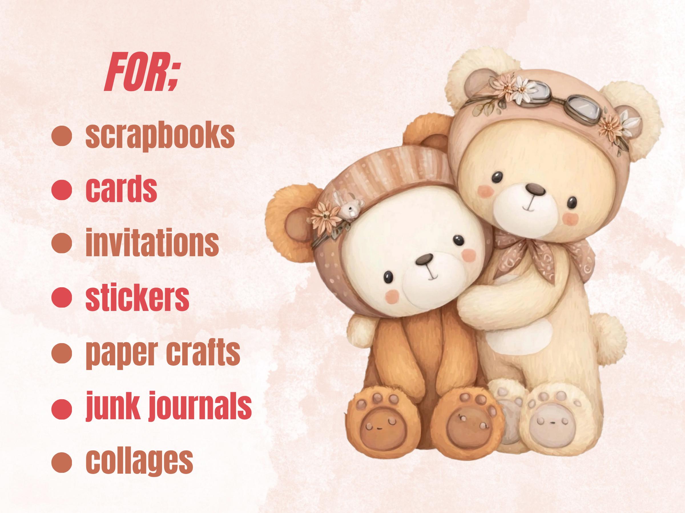 Neutral Boho Teddy Bear Clipart | 42 Whimsical Quirky Bear PNG | Nursery Teddies Digital Download