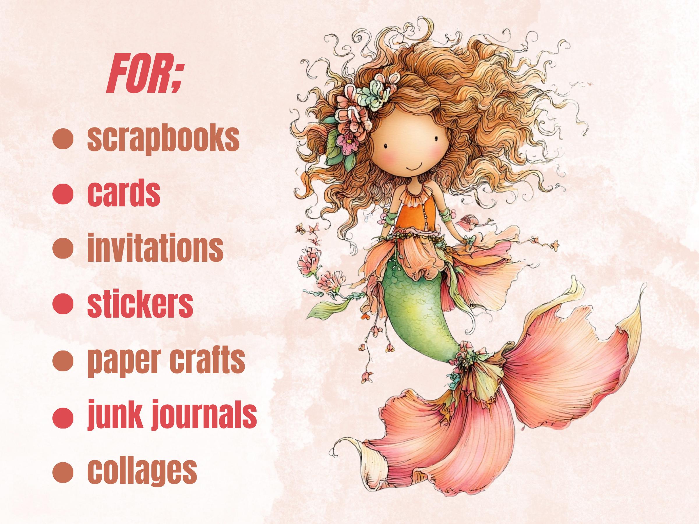 Magical Mermaid Clipart| 45 Whimsical Magical Underwater PNG | Watercolor Fantasy Ocean Download