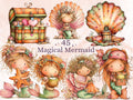 Magical Mermaid Clipart| 45 Whimsical Magical Underwater PNG | Watercolor Fantasy Ocean Download