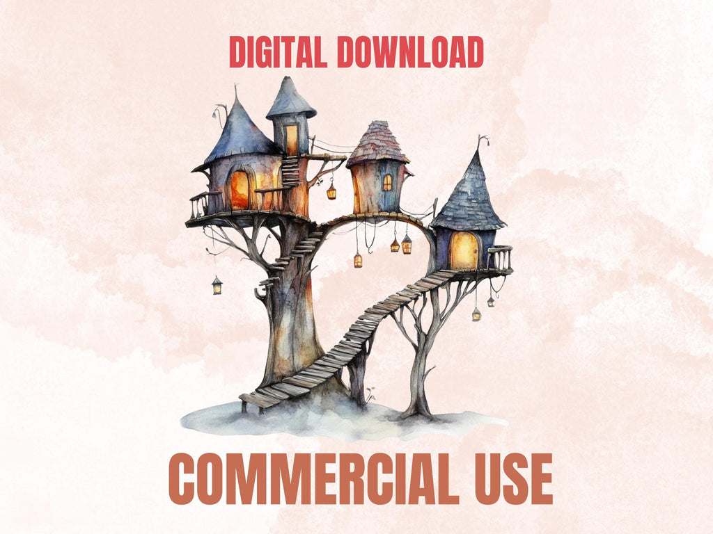 Quirky Forest Houses Clipart | 42 Whimsical Forest Home PNG | Woodland Digital Download