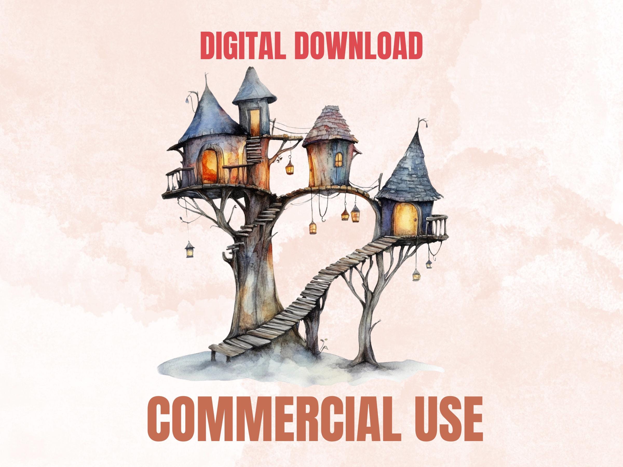 Quirky Forest Houses Clipart | 42 Whimsical Forest Home PNG | Woodland Digital Download