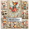 Fairy Animals Digital Paper Pack | Quirky Enchanted Wildlife Journal Scrapbook (32 Sheets, Instant Download)