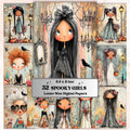 Spooky Girls Digital Paper Pack | Quirky Halloween Women Junk Journal Scrapbook (32 Sheets, Letter Size)