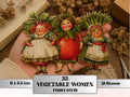 Vegetable Women Fussy Cut Printable, 35 Whimsical Veggie Girl Cutouts, Quirky Ephemera Junk Journal Scrapbook Sheets