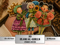 Quirky Girls with Flowers Fussy Cut Printable, 35 Floral Girl Cutouts, Botanical Ephemera Junk Journal Scrapbook Sheets