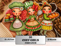 Curvy Chef Girls Fussy Cut Printable, 35 Quirky Cooking Girl Cutouts, Kitchen Ephemera Junk Journal Scrapbook Sheets