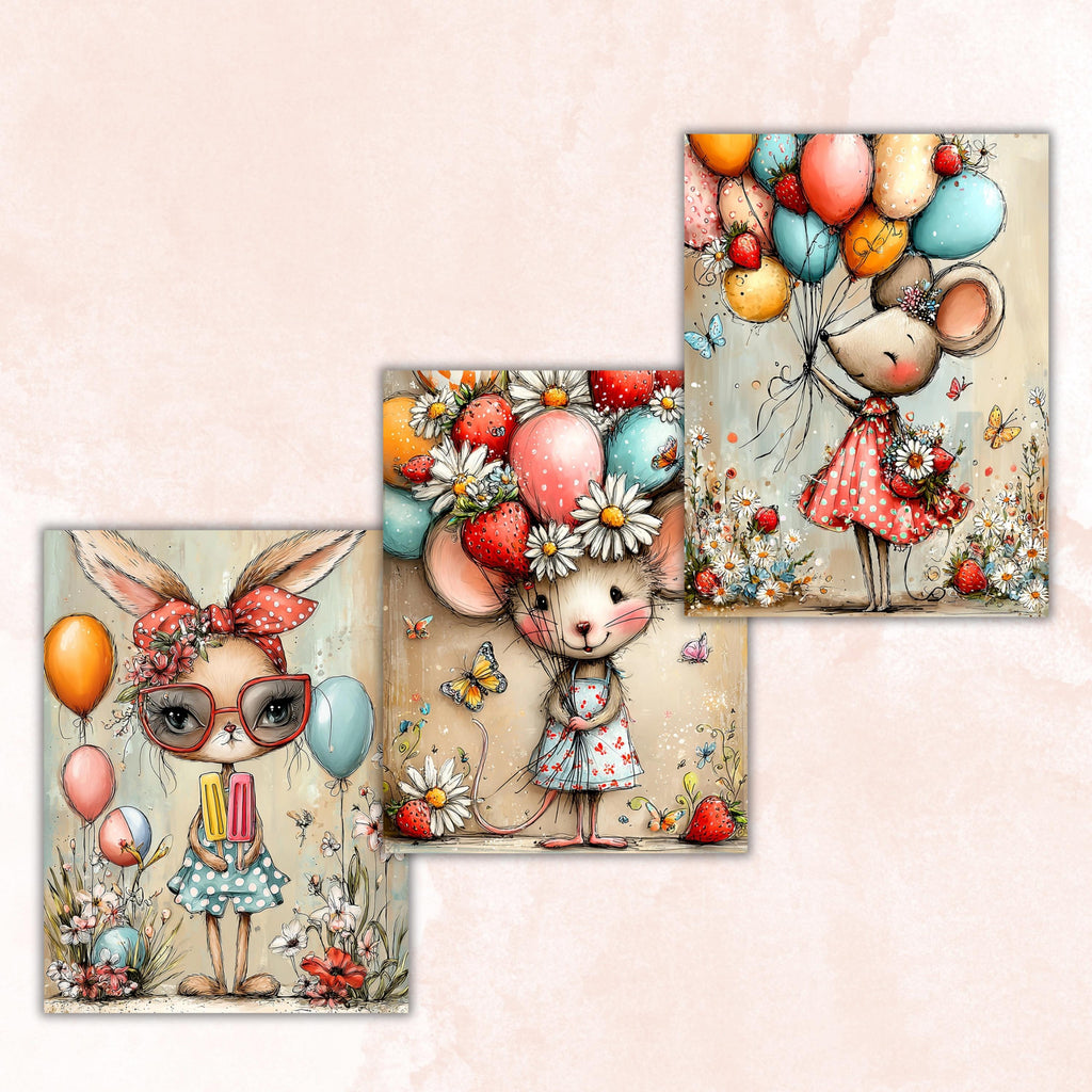 Quirky Summer Animals Digital Paper Pack | Whimsical Wildlife Junk Journal Scrapbook Printable, 32 Sheets Letter Size Instant Download