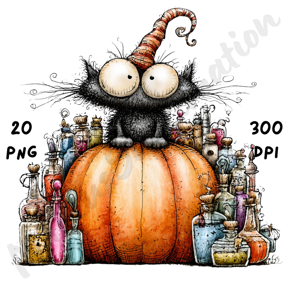 Halloween Black Cat Quirky Clipart