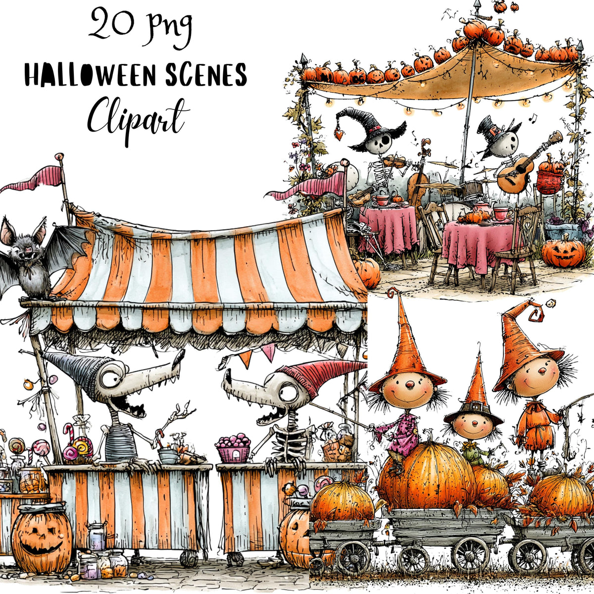 Halloween Scenes Quirky Clipart