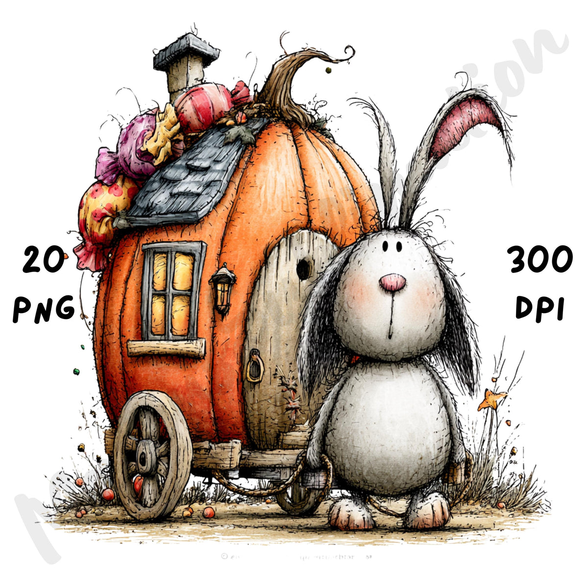Halloween Bunny Quirky Clipart