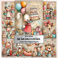 Birthday Cuties Digital Paper Pack | Quirky Whimsical Junk Journal Scrapbook (32 Sheets Letter Size)