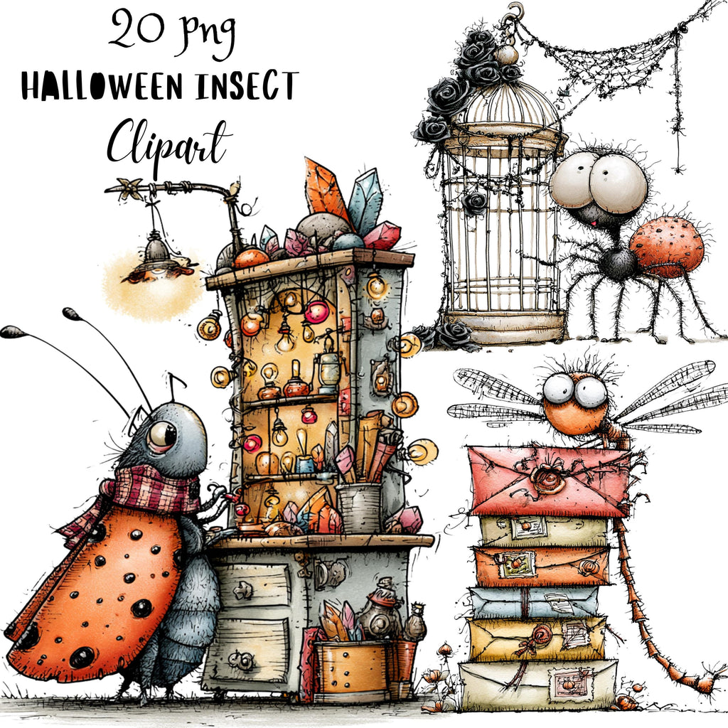 Halloween Insects Quirky Clipart