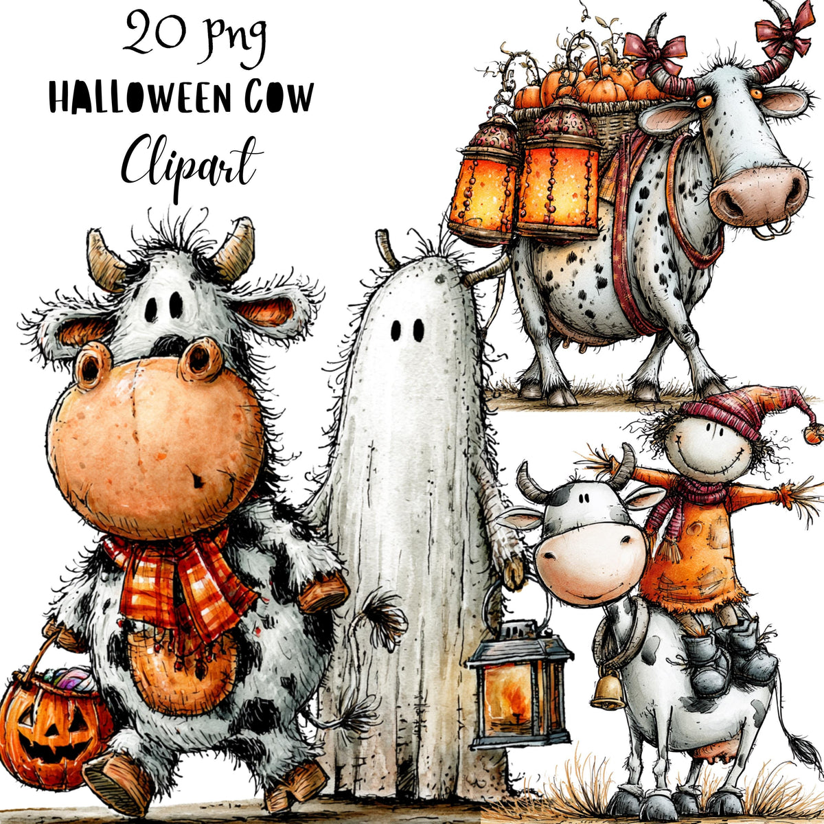 Halloween Cow Quirky Clipart