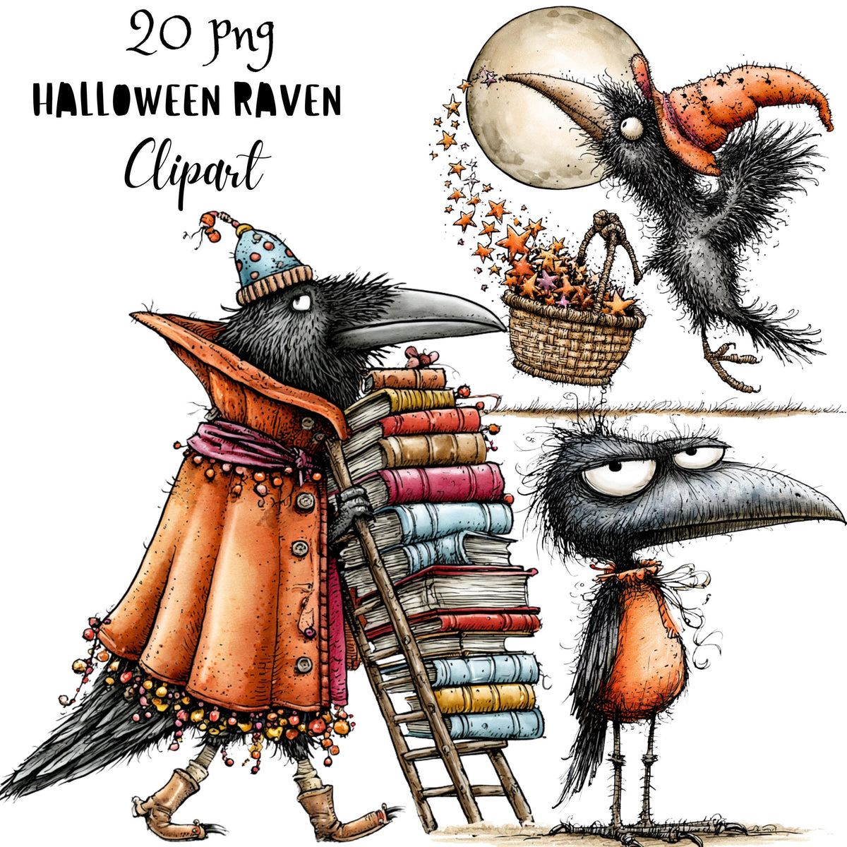 Halloween Raven Quirky Clipart