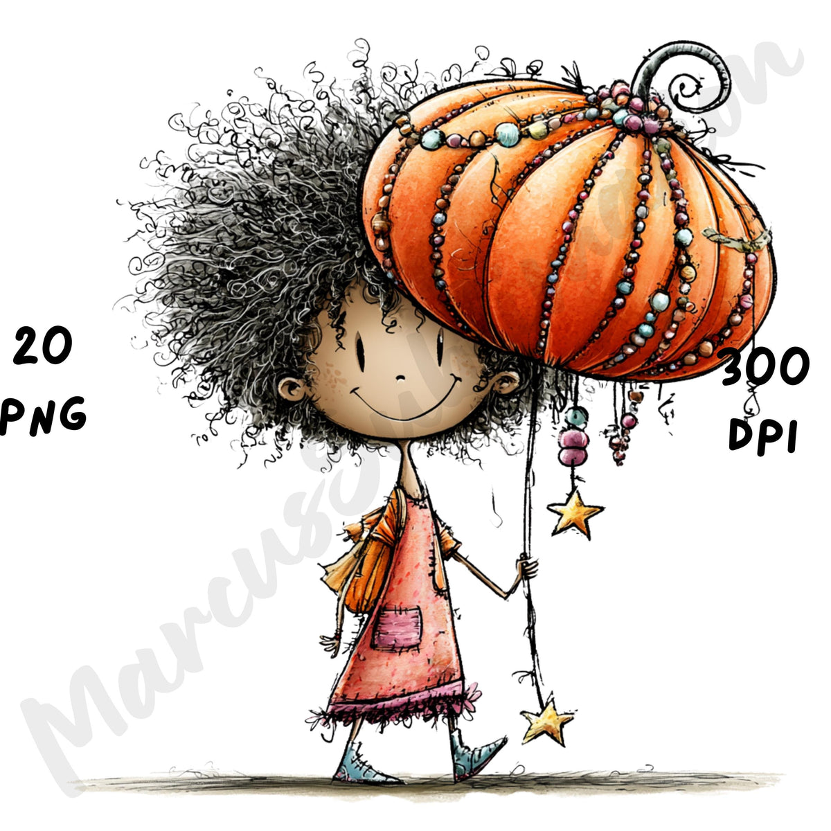 Afro Halloween Girl Quirky Clipart