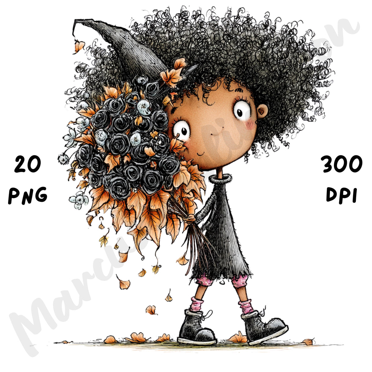Afro Halloween Girl Quirky Clipart