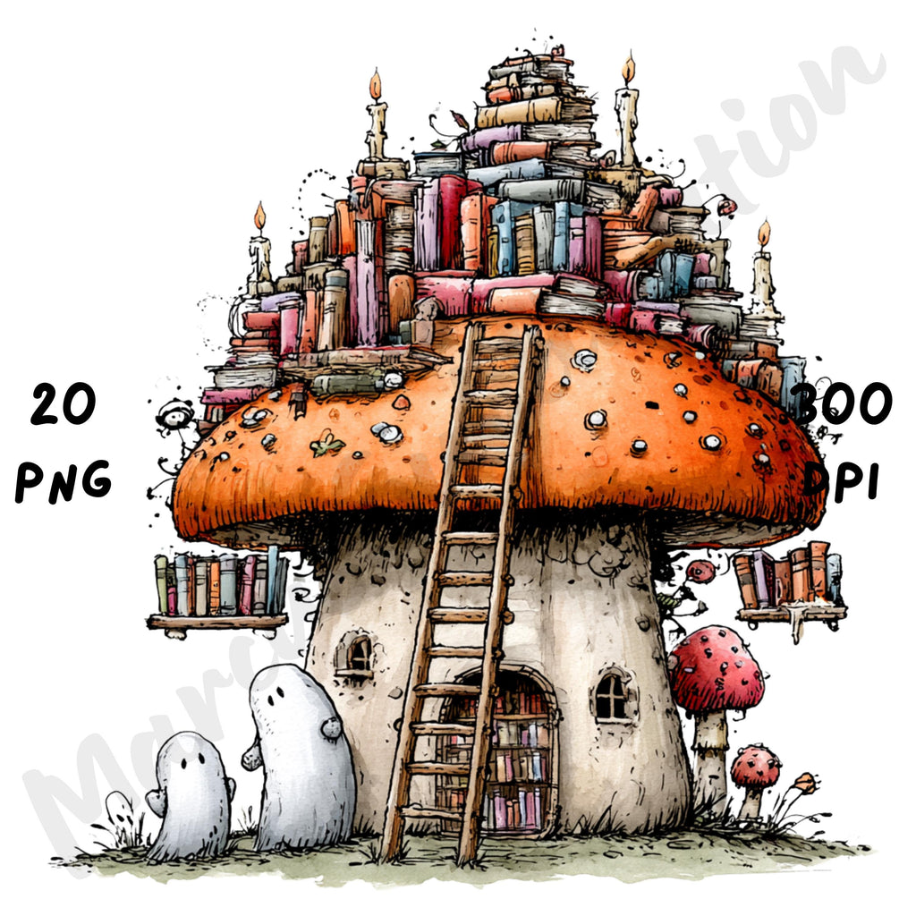 Haunted Mushrooms Quirky Clipart