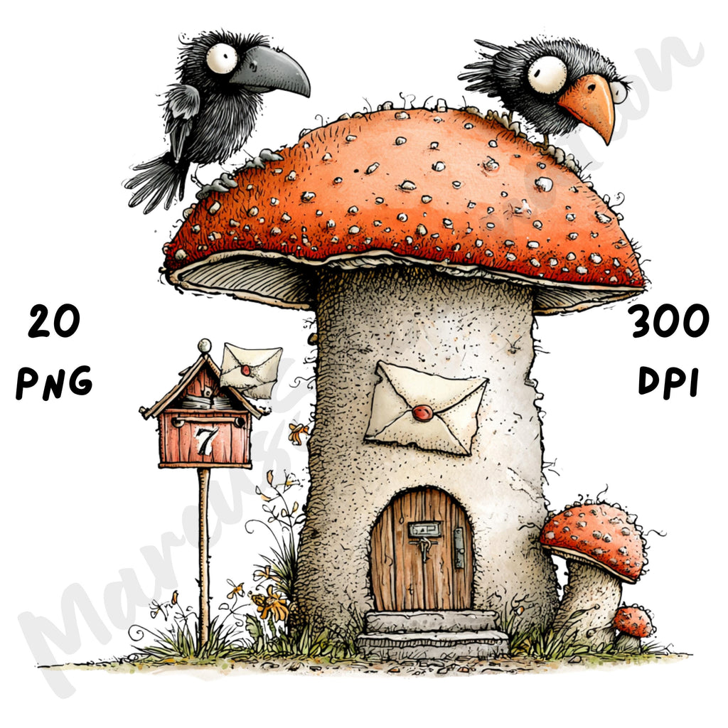 Haunted Mushrooms Quirky Clipart