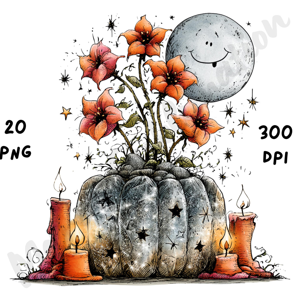 Halloween Flowers Quirky Clipart