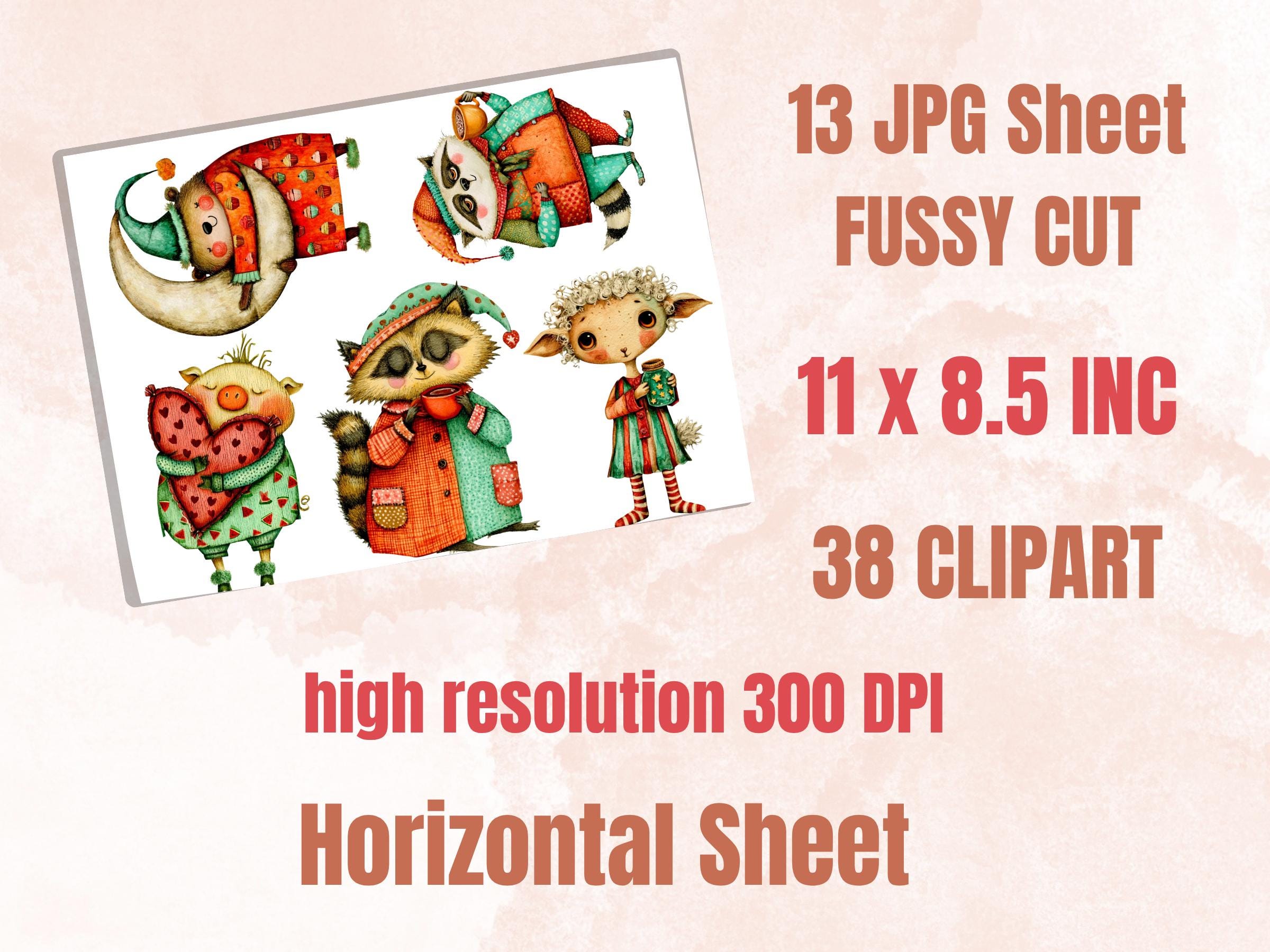 Pajama Animals Fussy Cuts, Printable Cut Outs, Funny Animal Ephemera, Junk Journal Scrapbook Pack, Quirky Paper Craft