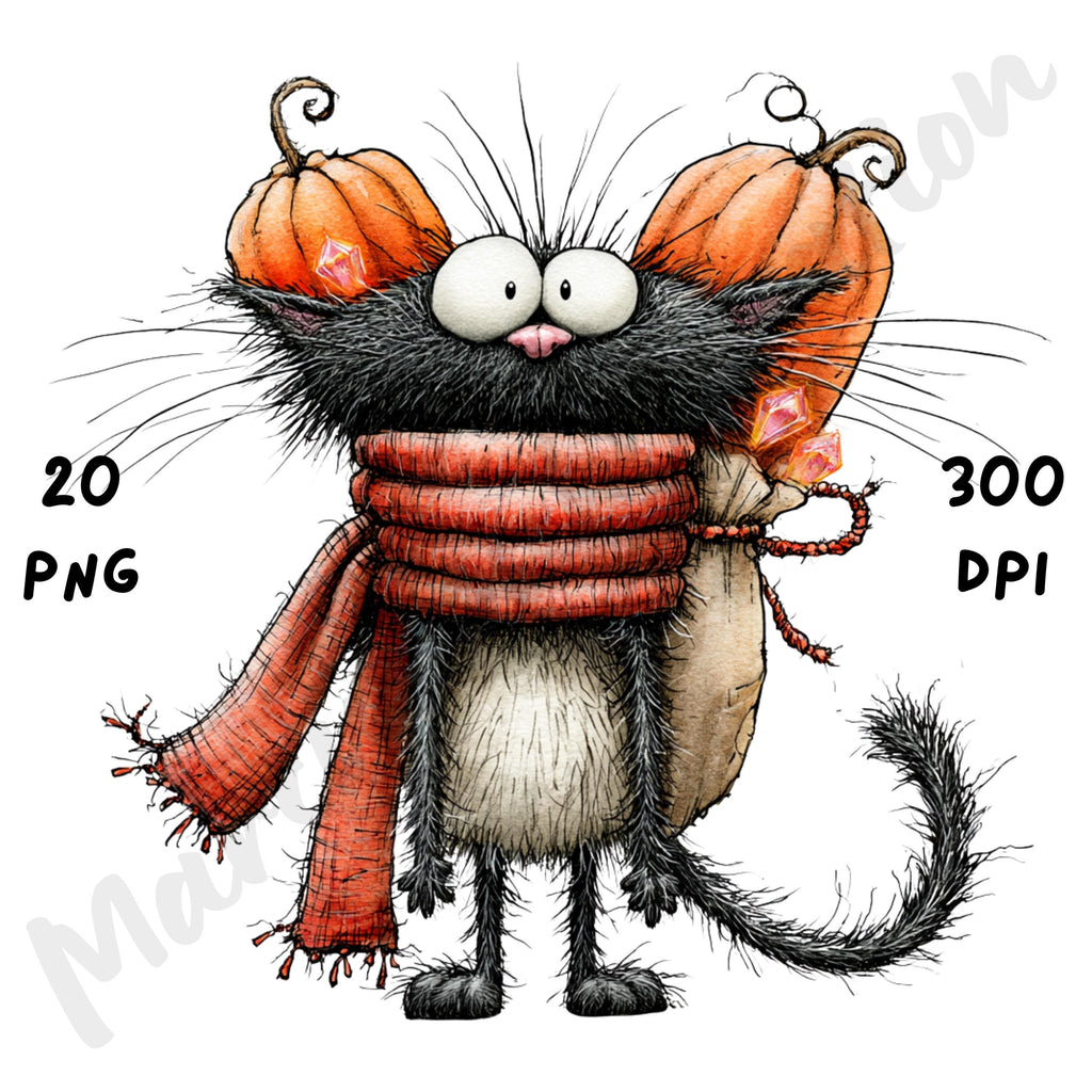 Halloween Black Cat Quirky Clipart