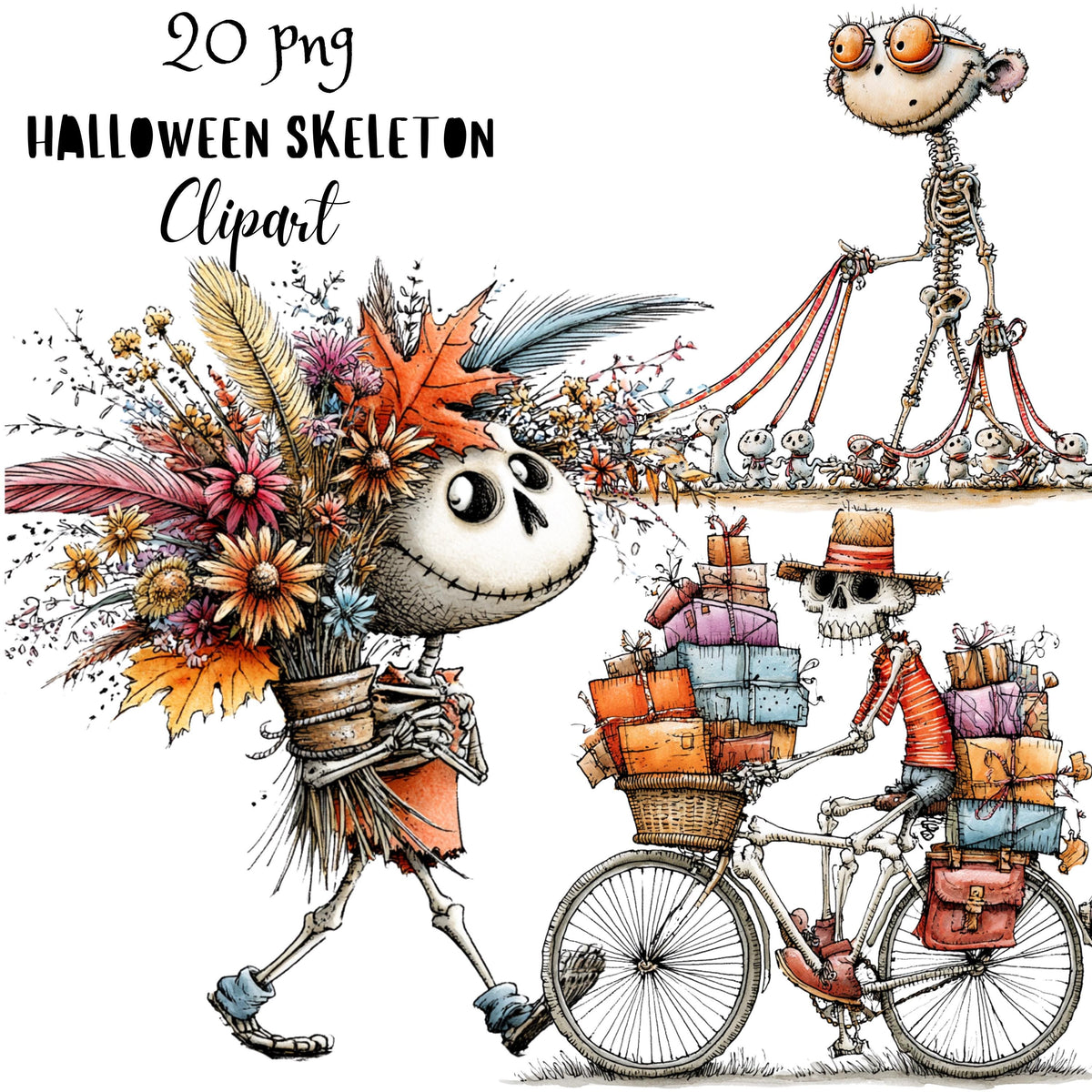 Halloween Skeleton Quirky Clipart