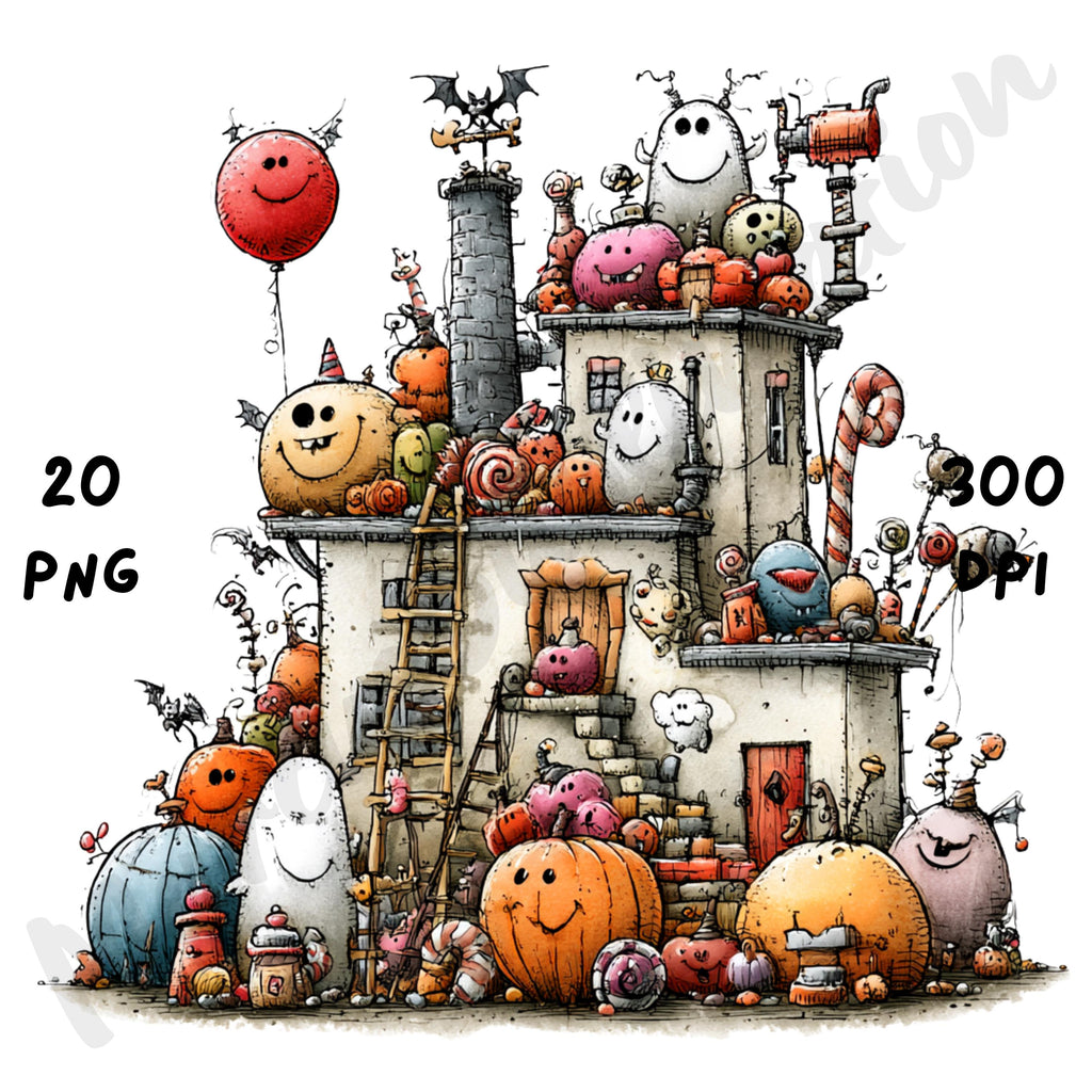 Halloween Scenes Quirky Clipart