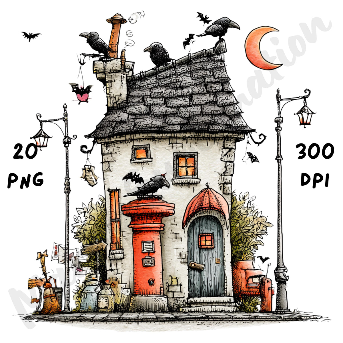 Halloween Scenes Quirky Clipart