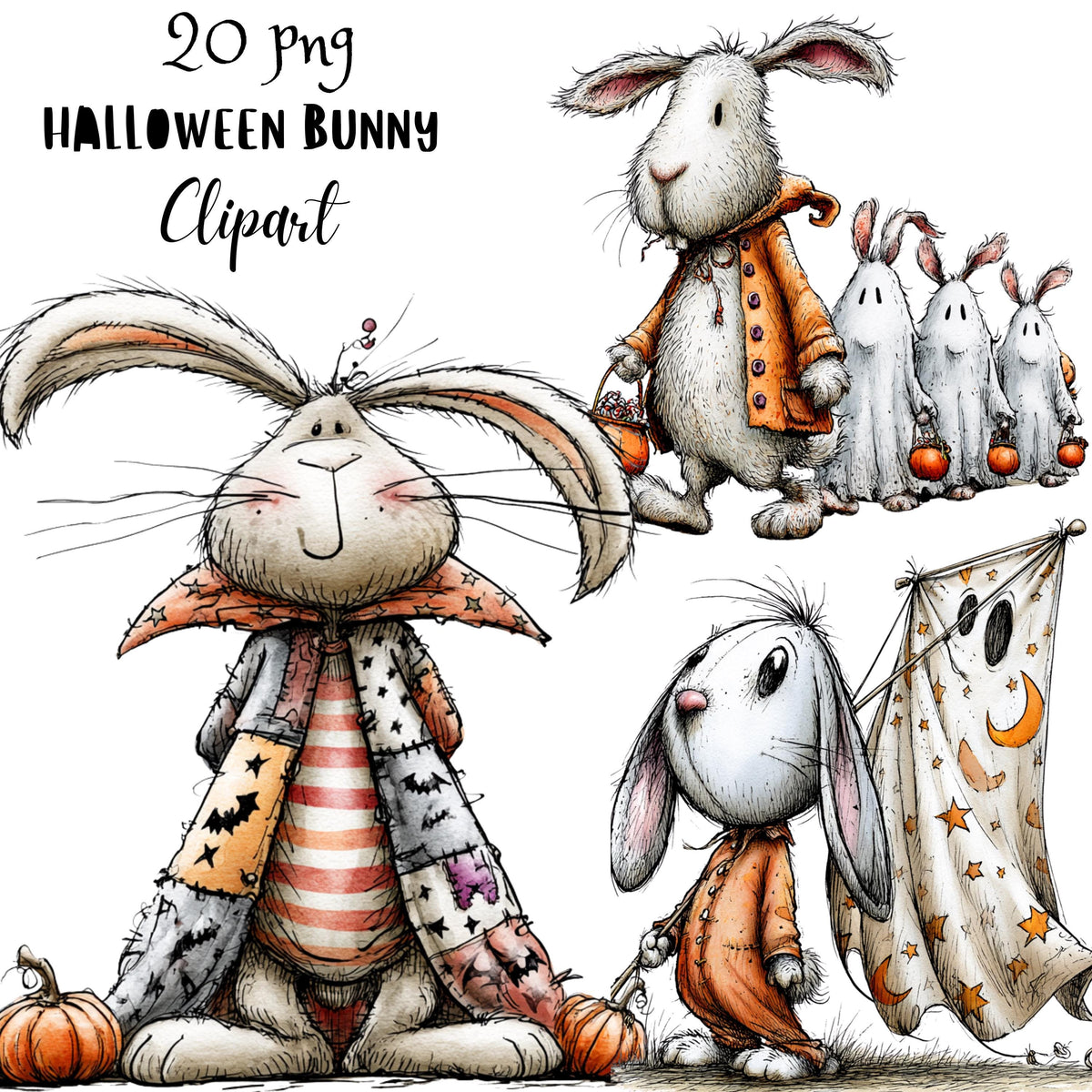 Halloween Bunny Quirky Clipart